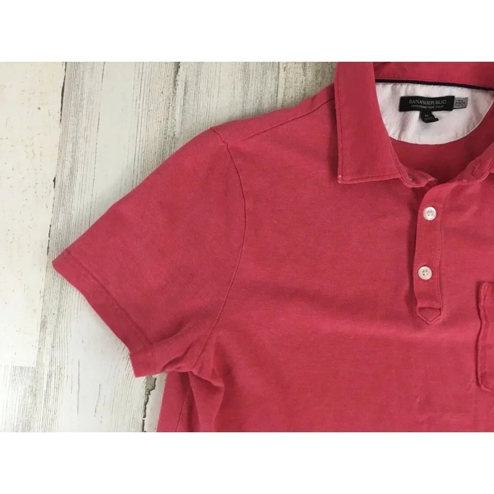 Banana Republic Performance Pique Polo Shirt Light Red Pink Mens M